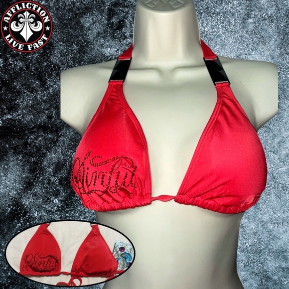 Sinful Other - Sinful by affliction Red rhinestone ribbon tie